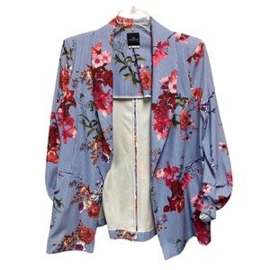 FLORAL BLAZER PI STIPE AND FLORAL BLAZER 3/4 ruched sleeved size  XL
